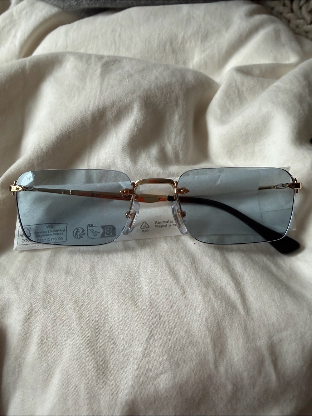 NWT Persol PO1030V - Luc Gold Plated Glasses with Blue Lenses